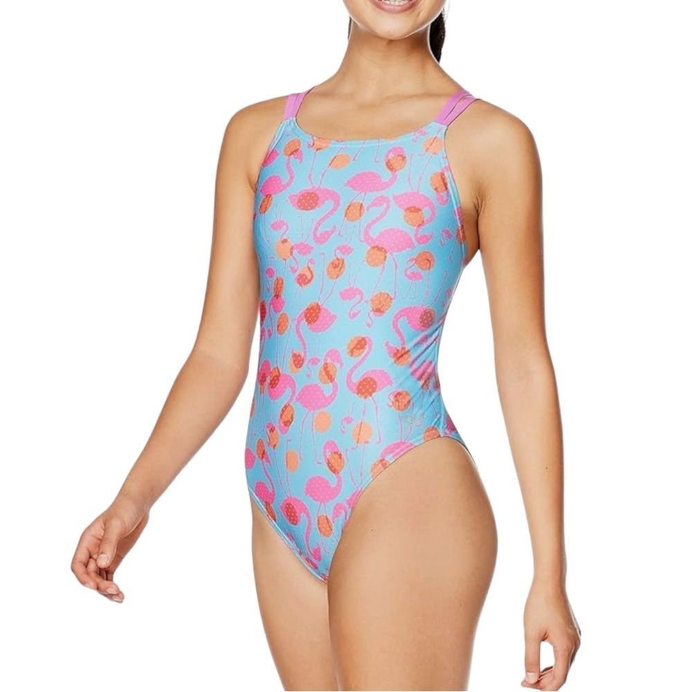 NWT Speedo Eco Endurance One Piece Swimsuit in Flamingo Dot Size 36 | Large NEW